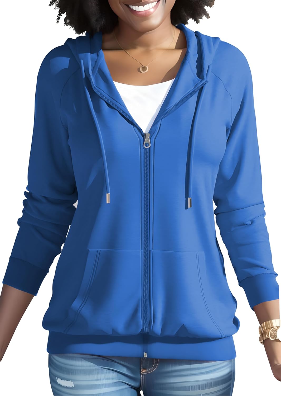HTD Women's Lightweight Zip-Up Hoodie - Stay Cozy on the Go 