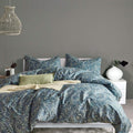 mixinni Floral Duvet Cover Queen Flower Pattern Blue Duvet Cover Set