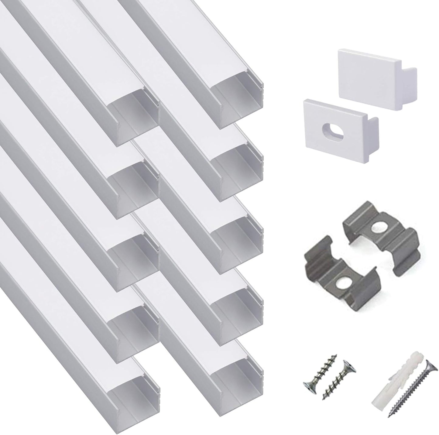 10-Pack 6.6ft Plus-Size U Shape LED Aluminum Channel System