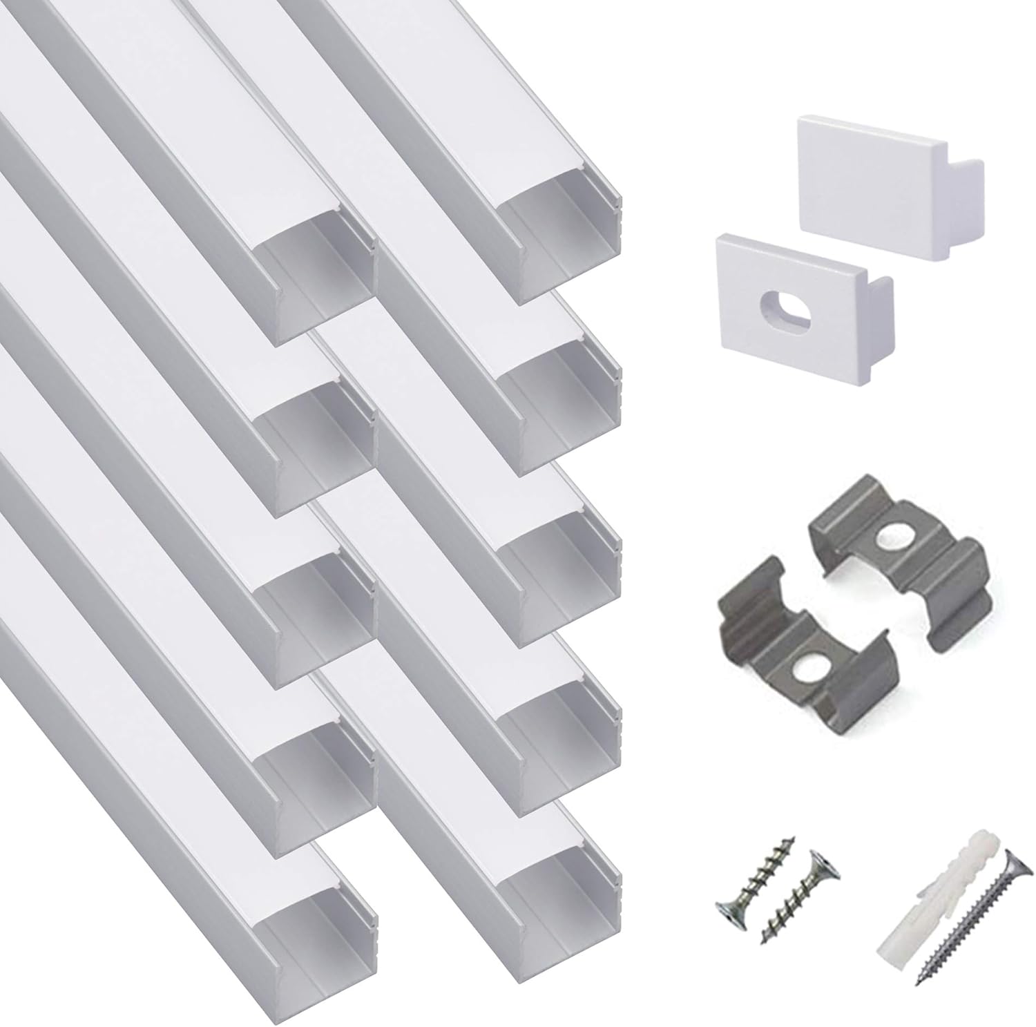 10-Pack 6.6ft Plus-Size U Shape LED Aluminum Channel System