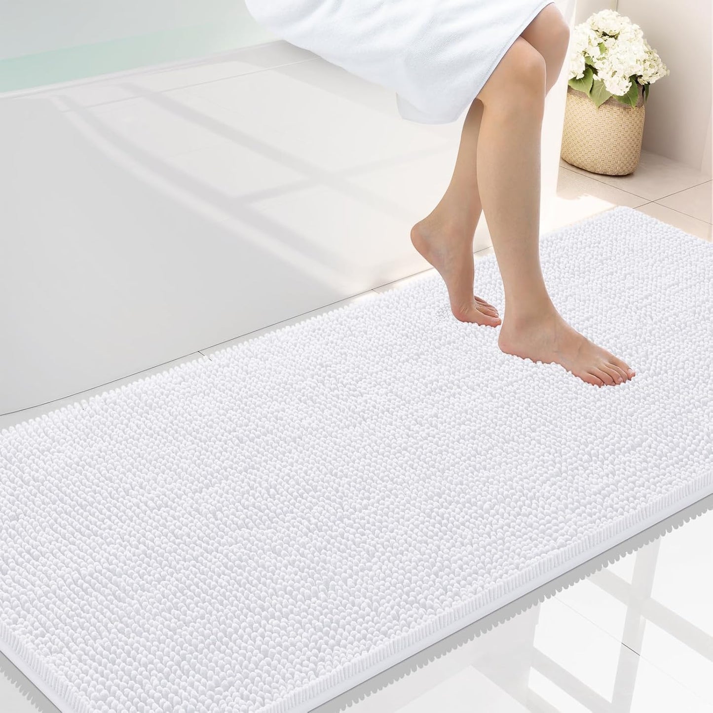 Smiry Luxury Chenille Bathroom Rugs 59x24 for Soft Comfort