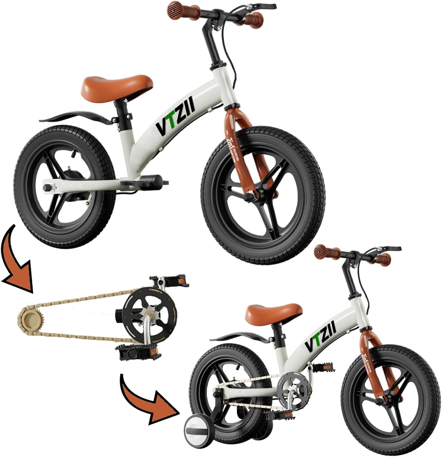 Balance Bike 2 in 1 with Pedals and Training Wheels for Kids