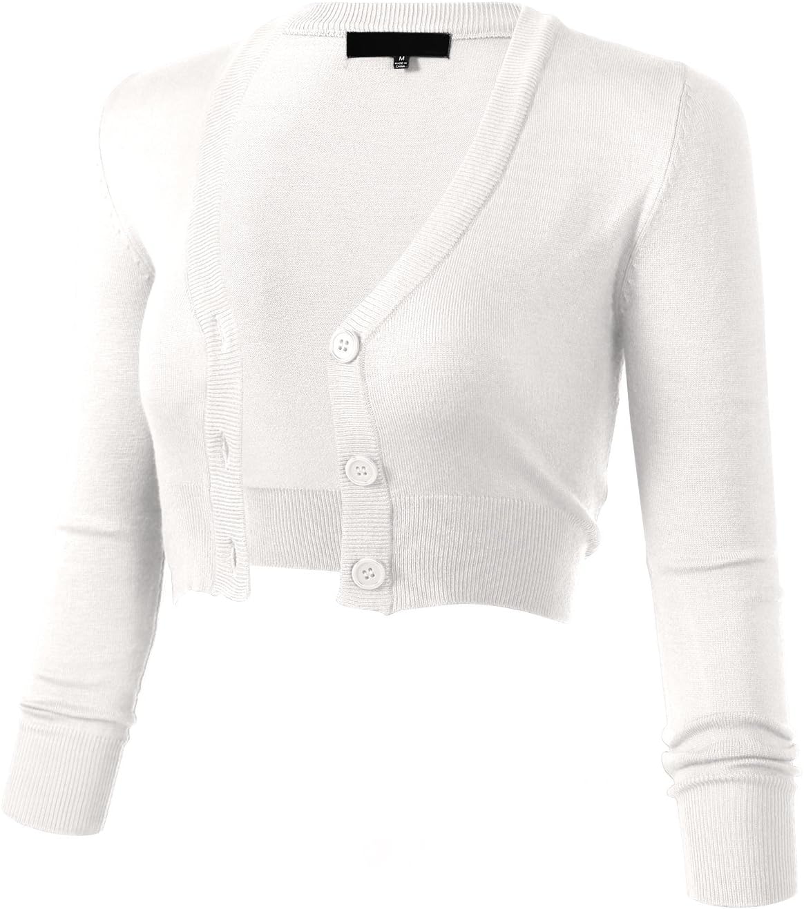 Allsense Women's 3/4 Sleeve Cropped Bolero Cardigan Sweater