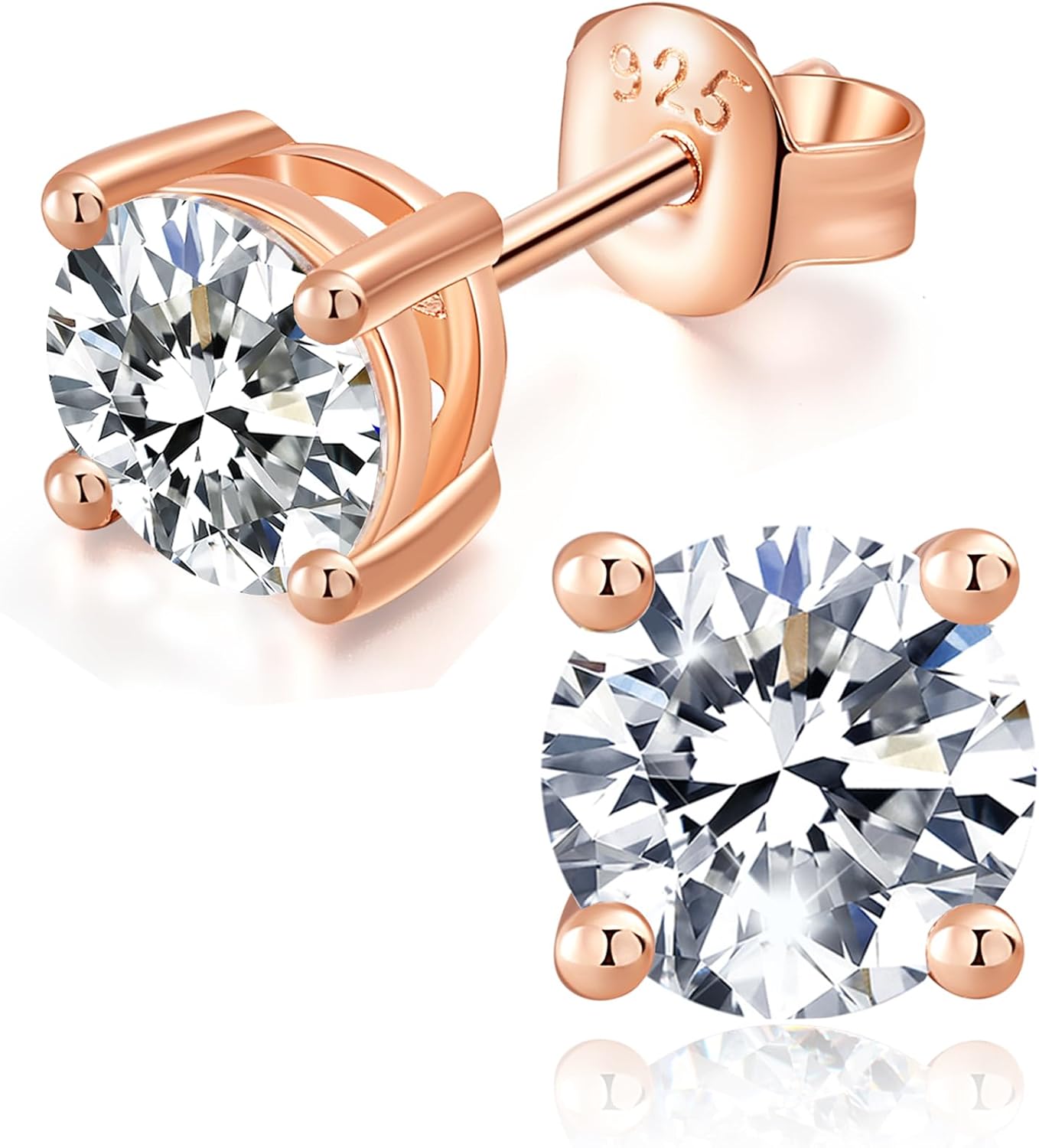 IMOLOVE Moissanite Stud Earrings for Women in Sterling Silver