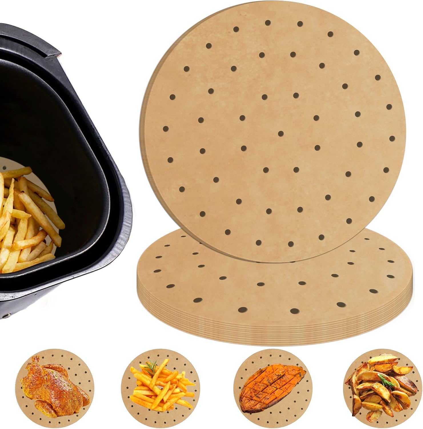 Numola 100 Pcs 7 Air Fryer Liners: Non-Stick & Safe