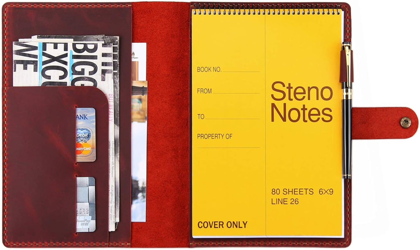 Robrasim Leather Cover for 6x9 Steno Notebook - Wine Color