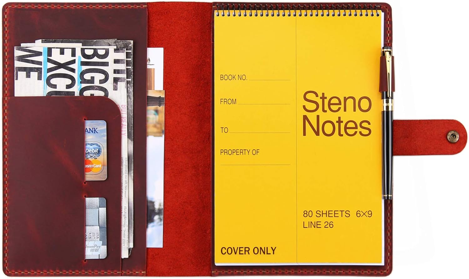 Robrasim Leather Cover for 6x9 Steno Notebook - Wine Color