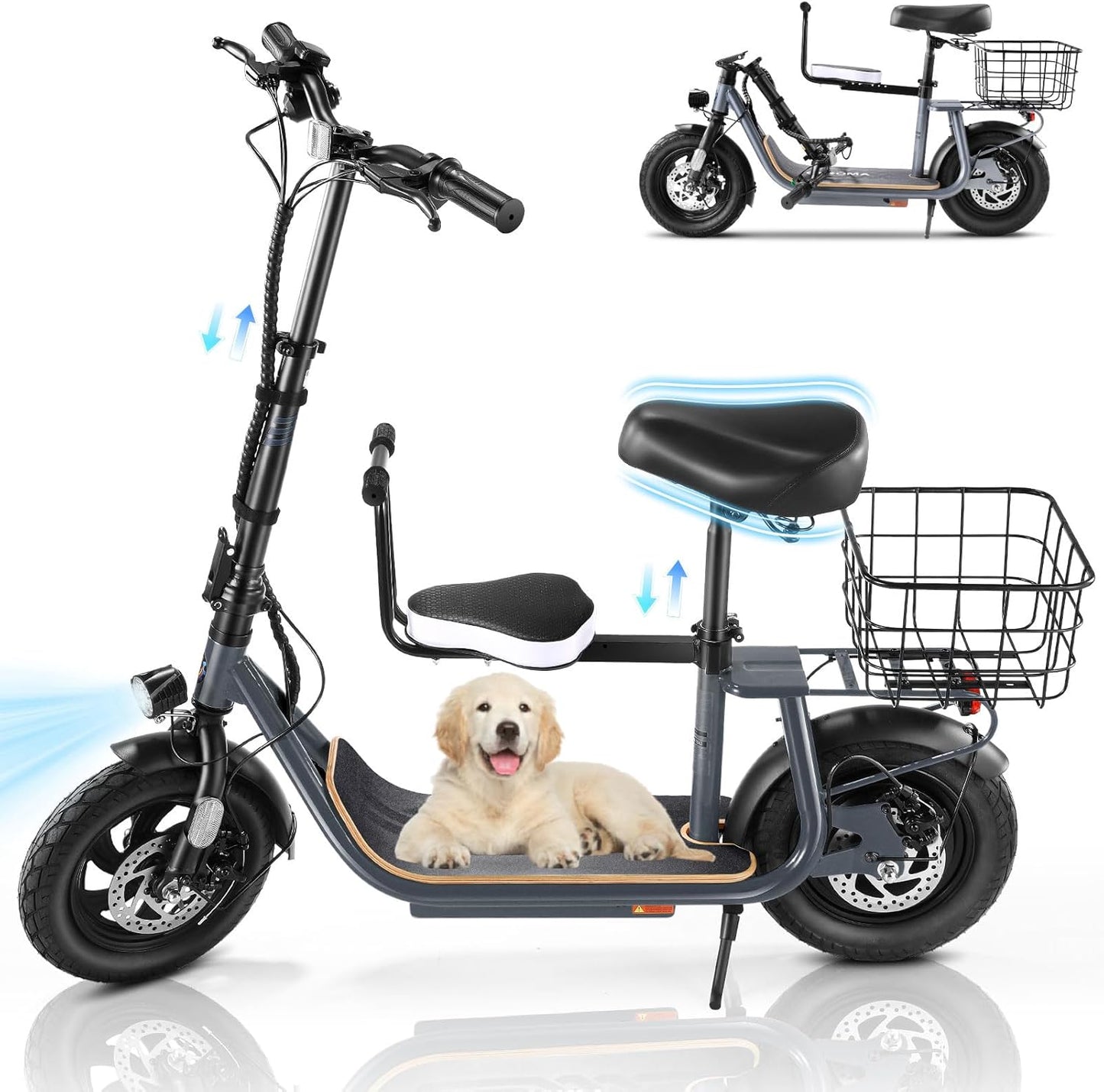 Caroma Peak Electric Scooter with Seat for Adults and Teens