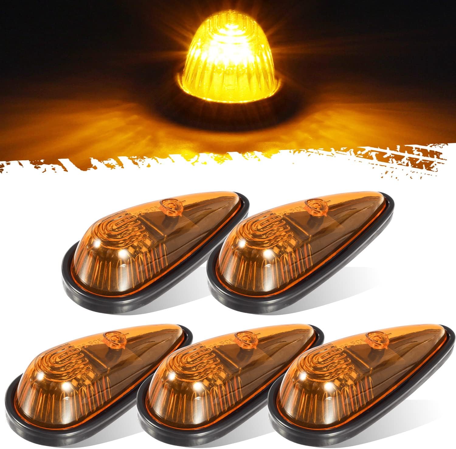 Partsam Amber Teardrop Cab Light 9LED for Trucks and Vans