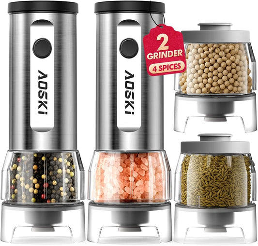 Electric Salt and Pepper Grinder Set for Effortless Seasoning