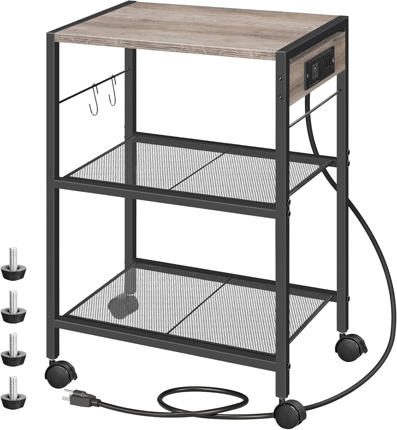 Portable Printer Cart with Power Ports