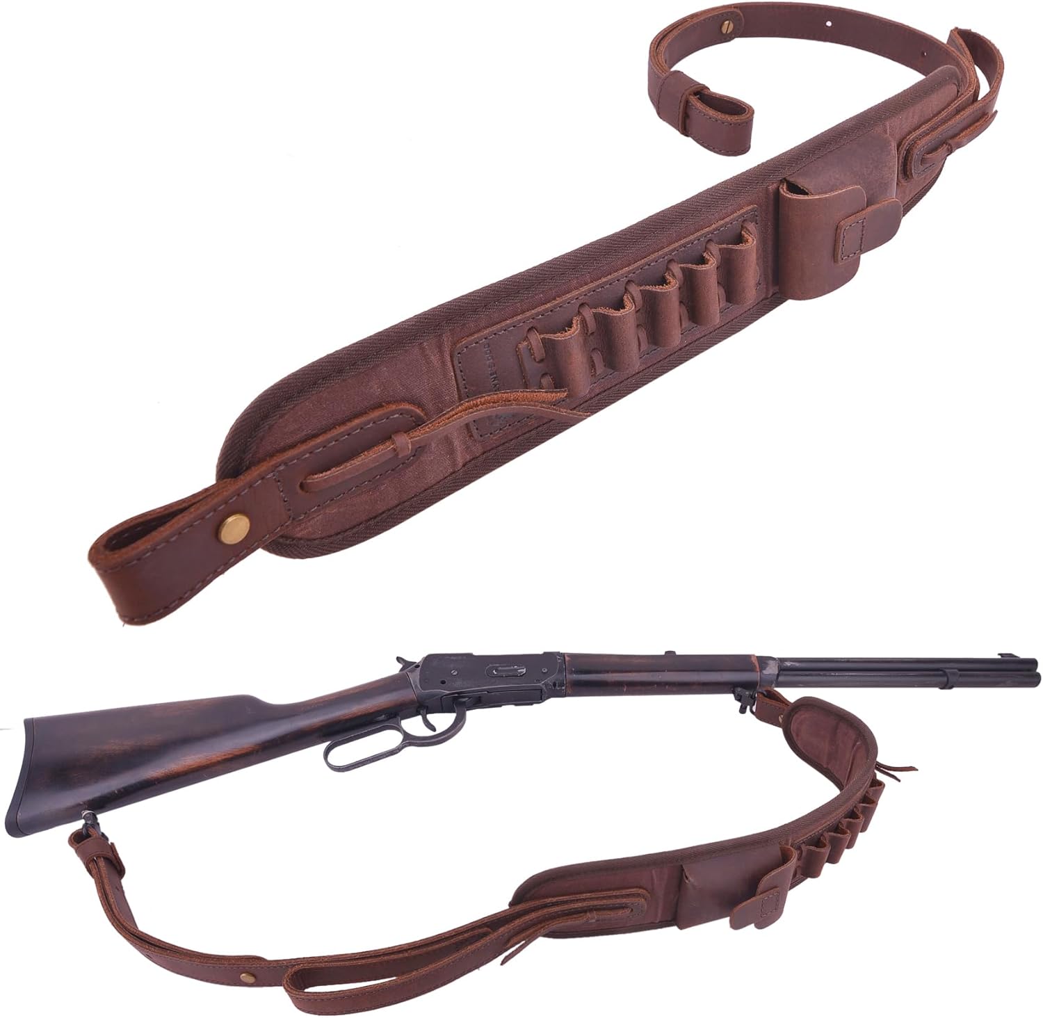 Leather Ammo Holder Rifle Sling for Hunting and Shooting Needs