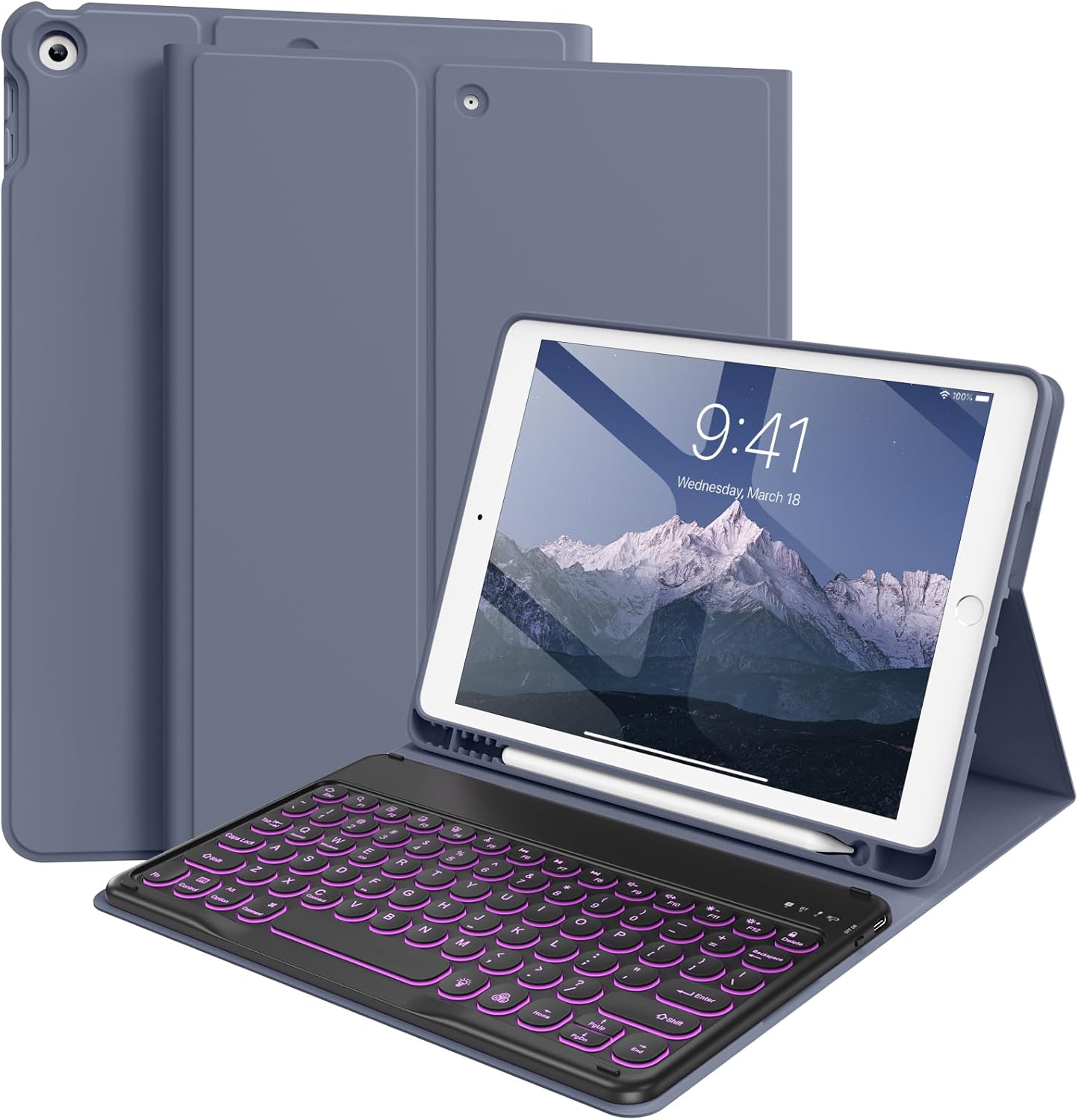 Detachable Wireless Bluetooth Keyboard Case for iPad 9/8/7 Models