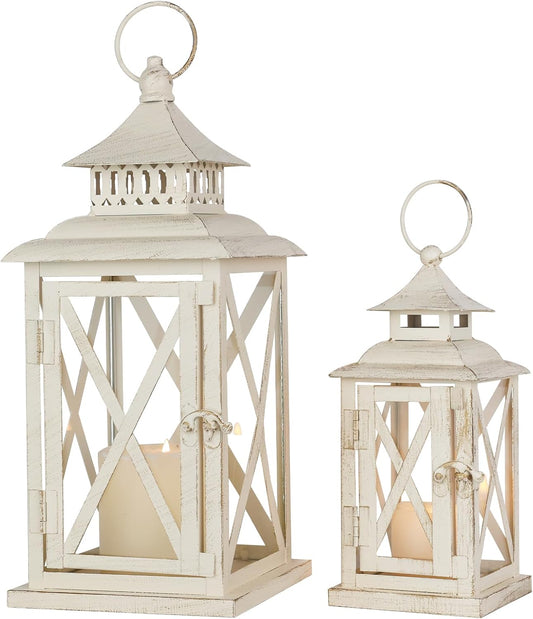 Decorative Outdoor and Indoor Lanterns Set of 2 for Home