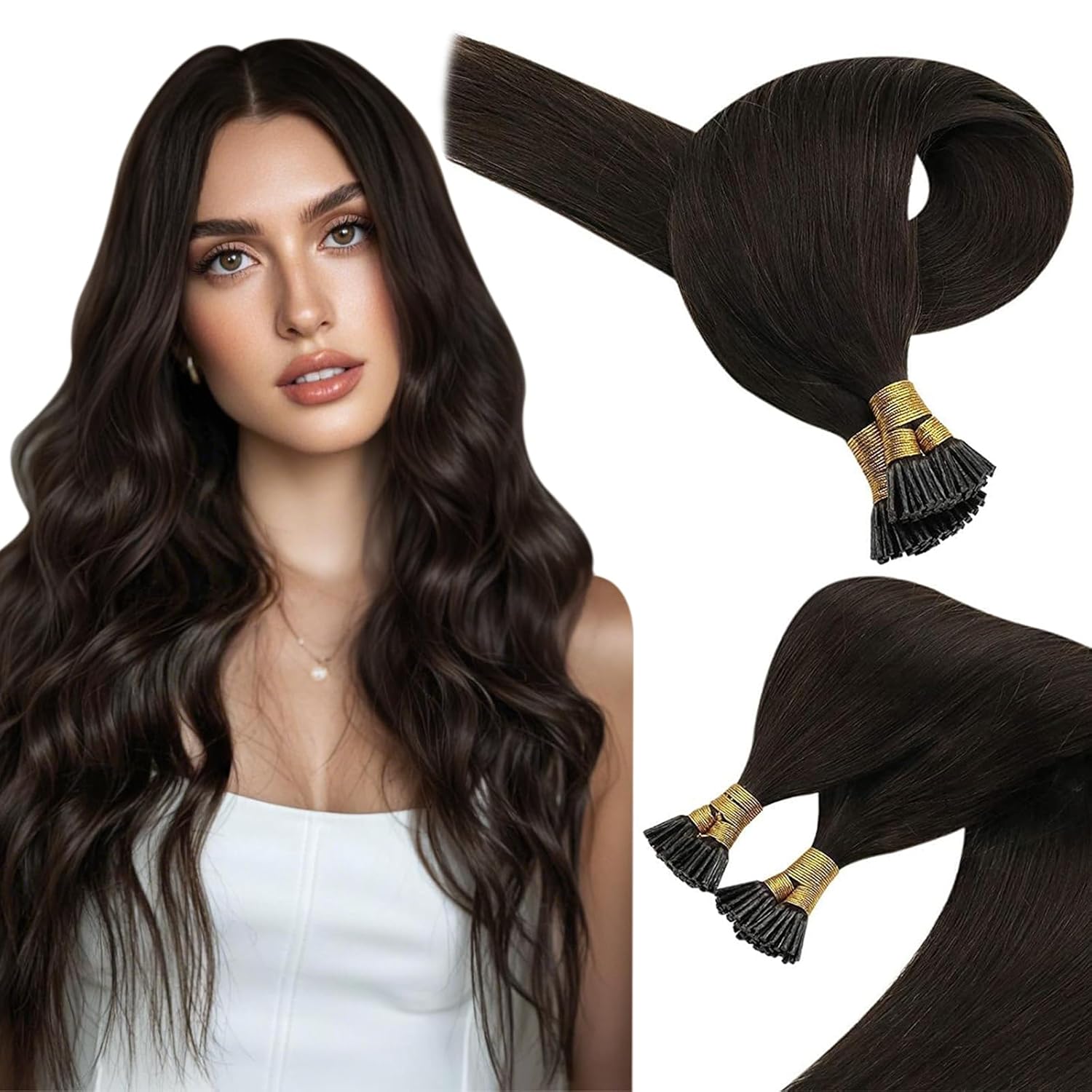 24inch I Tip Hair Extensions Real Human Hair for Length & Volume