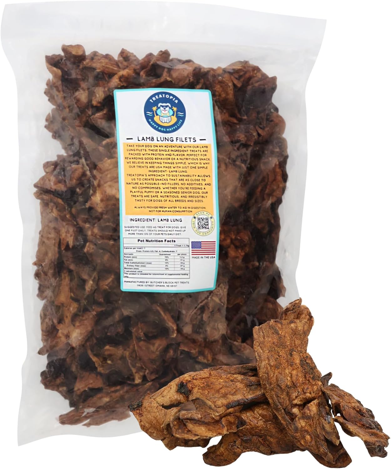 Lamb Lung Filet Dog Treats - All-Natural, Healthy Snack