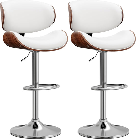 Bentwood Adjustable Height Swivel Bar Stools Set of 2 for Home