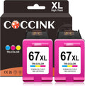 COCCINK 67 XL Color Ink Cartridge 2-Pack - High Yield Tri-Color