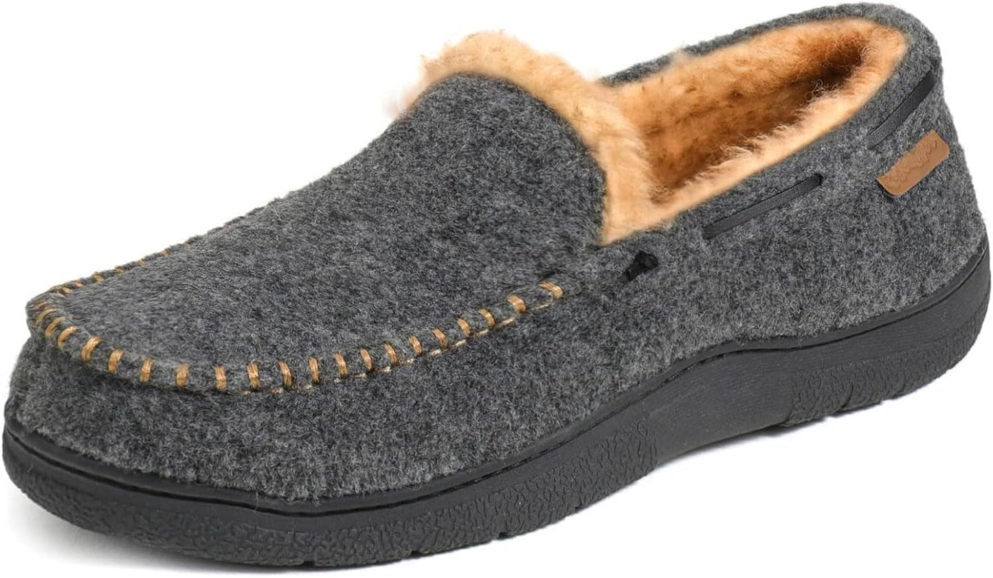 Zigzagger Men's Moccasin Slippers with Memory Foam Comfort