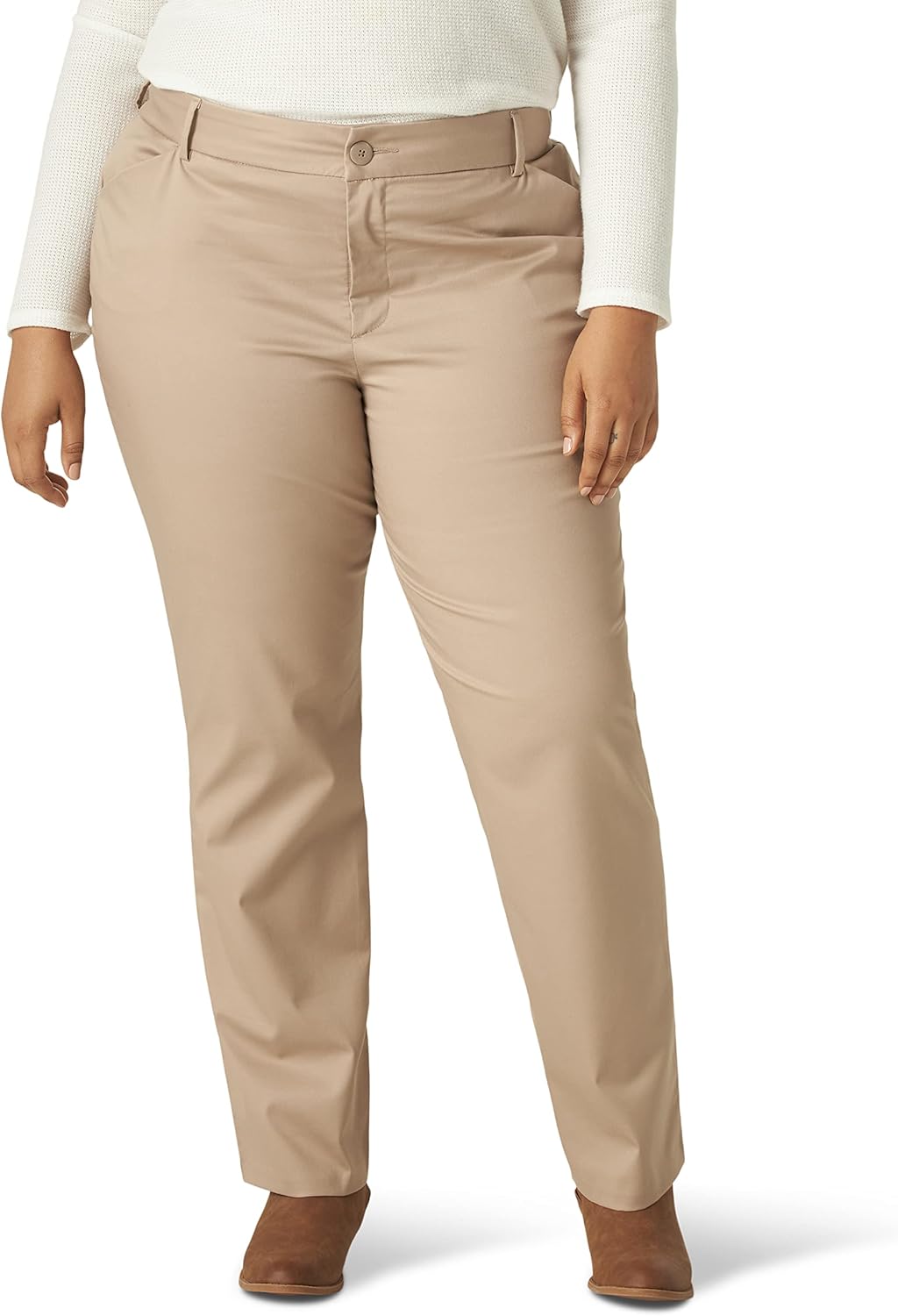 Lee Womens Plus Size Wrinkle Free Relaxed Fit Straight Leg Pant