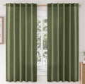 Faux Linen Curtains 63 in 2 Panels Natural Olive Green - Light
