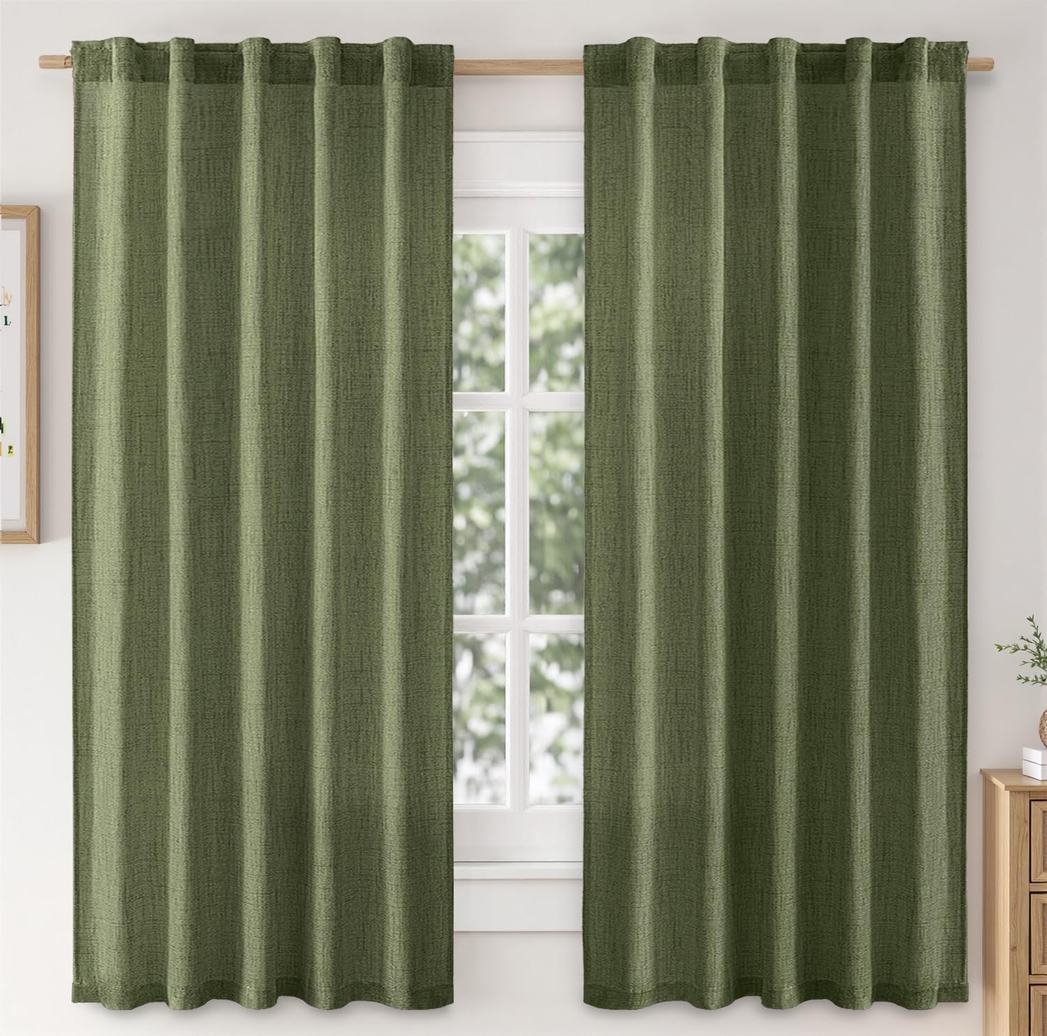 MIULEE Faux Linen Curtains 63 Inch Length for Elegant Decor