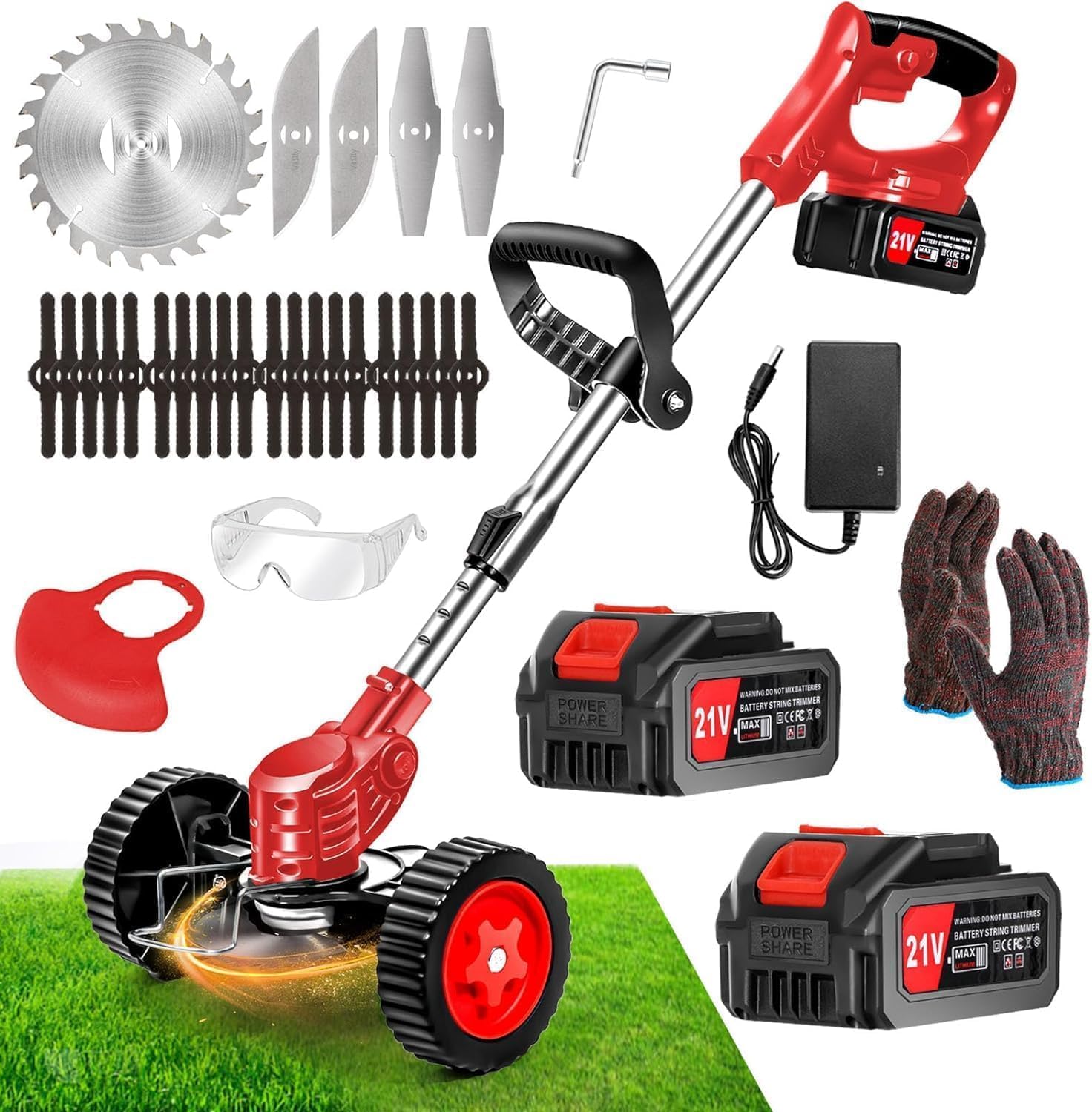 Electric Weed Wacker Cordless 21V Battery Powered Trimmer