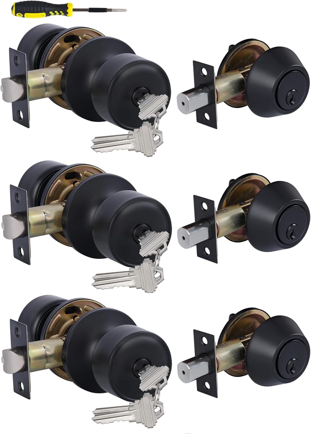 Keyed Alike Entry Door Knobs and Deadbolt Lock Set for Security