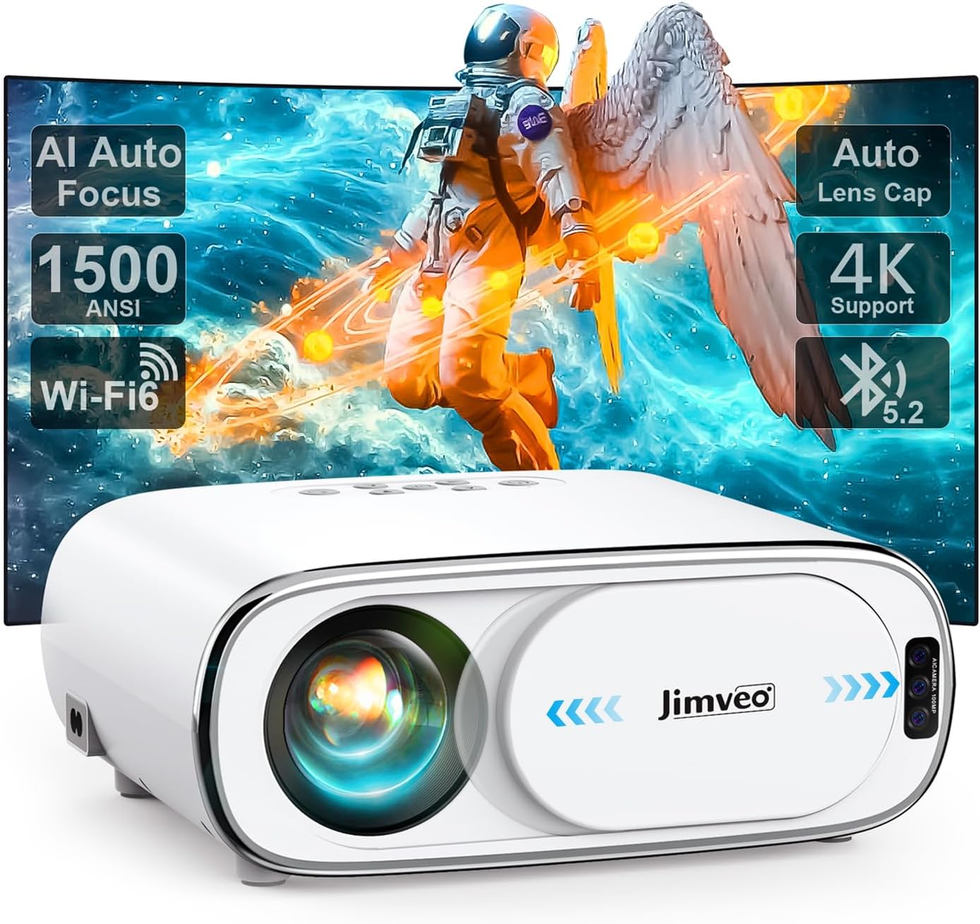 AI Auto Focus Outdoor Projector 4K with WiFi 6 and Bluetooth