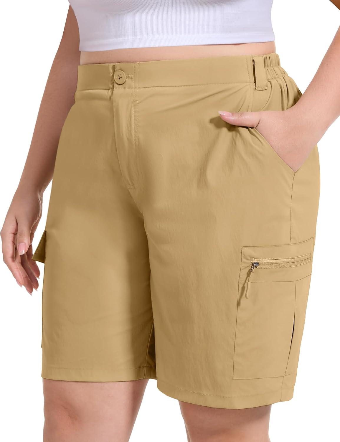 FOREYOND Women's Plus Size Golf Shorts Quick Dry 9ft' Hiking Cargo