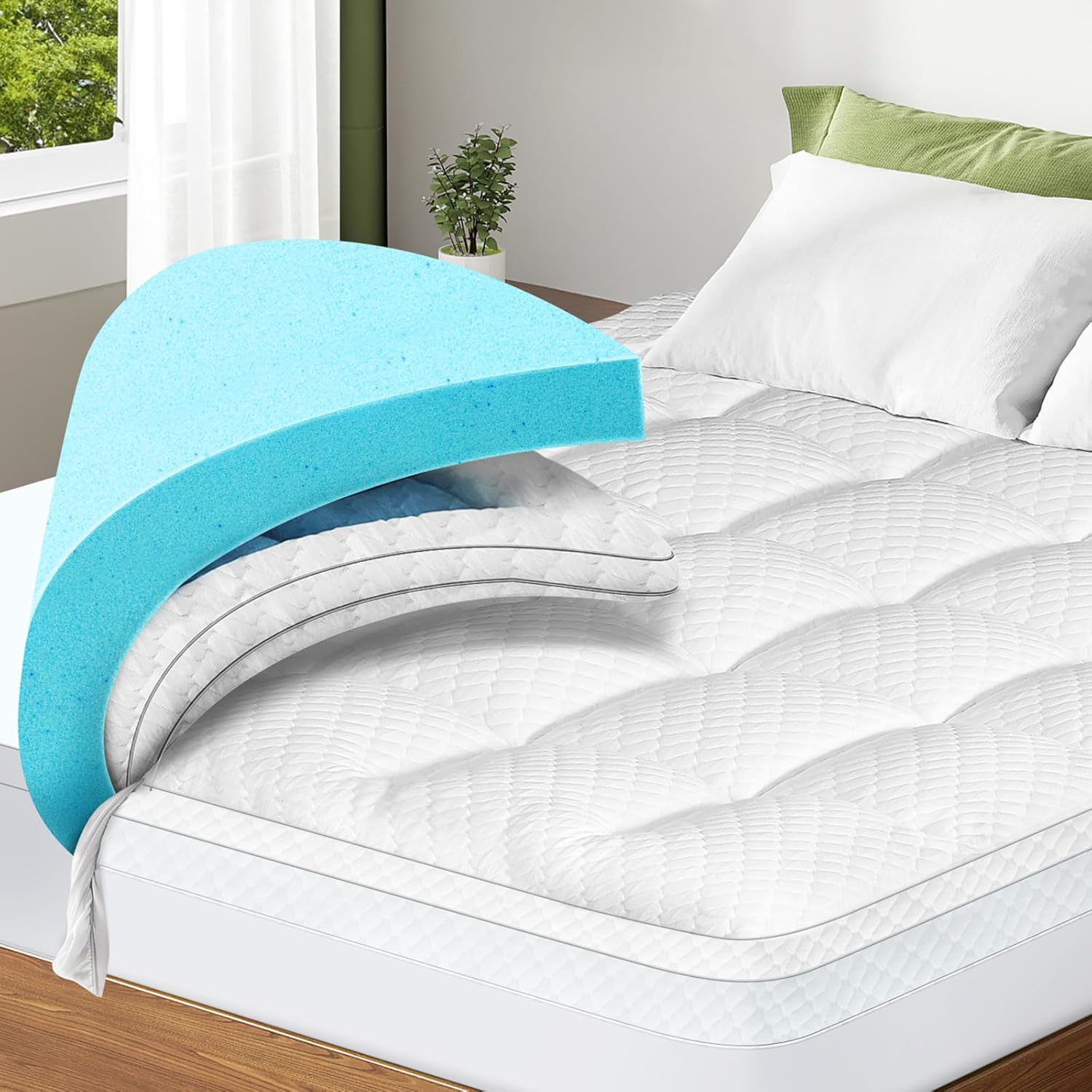 Dual Layer 3 Inch Memory Foam Mattress Topper for Comfort