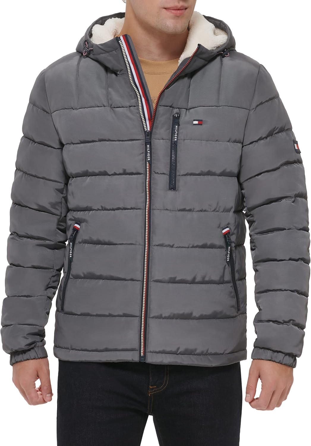 Tommy Hilfiger Midweight Sherpa Lined Hooded Puffer Jacket