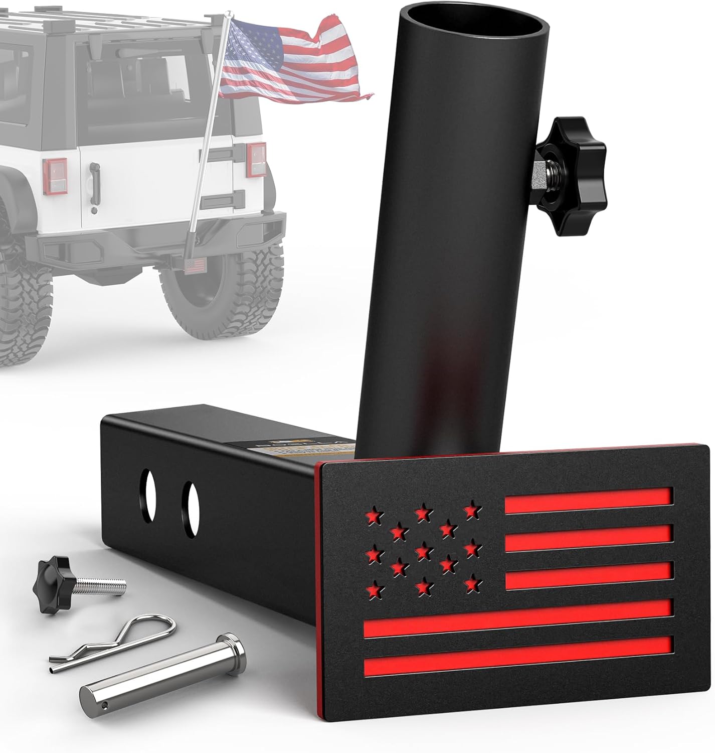 Boslla Hitch Flag Pole Holder for 2 Inch Receivers - Durable & Easy