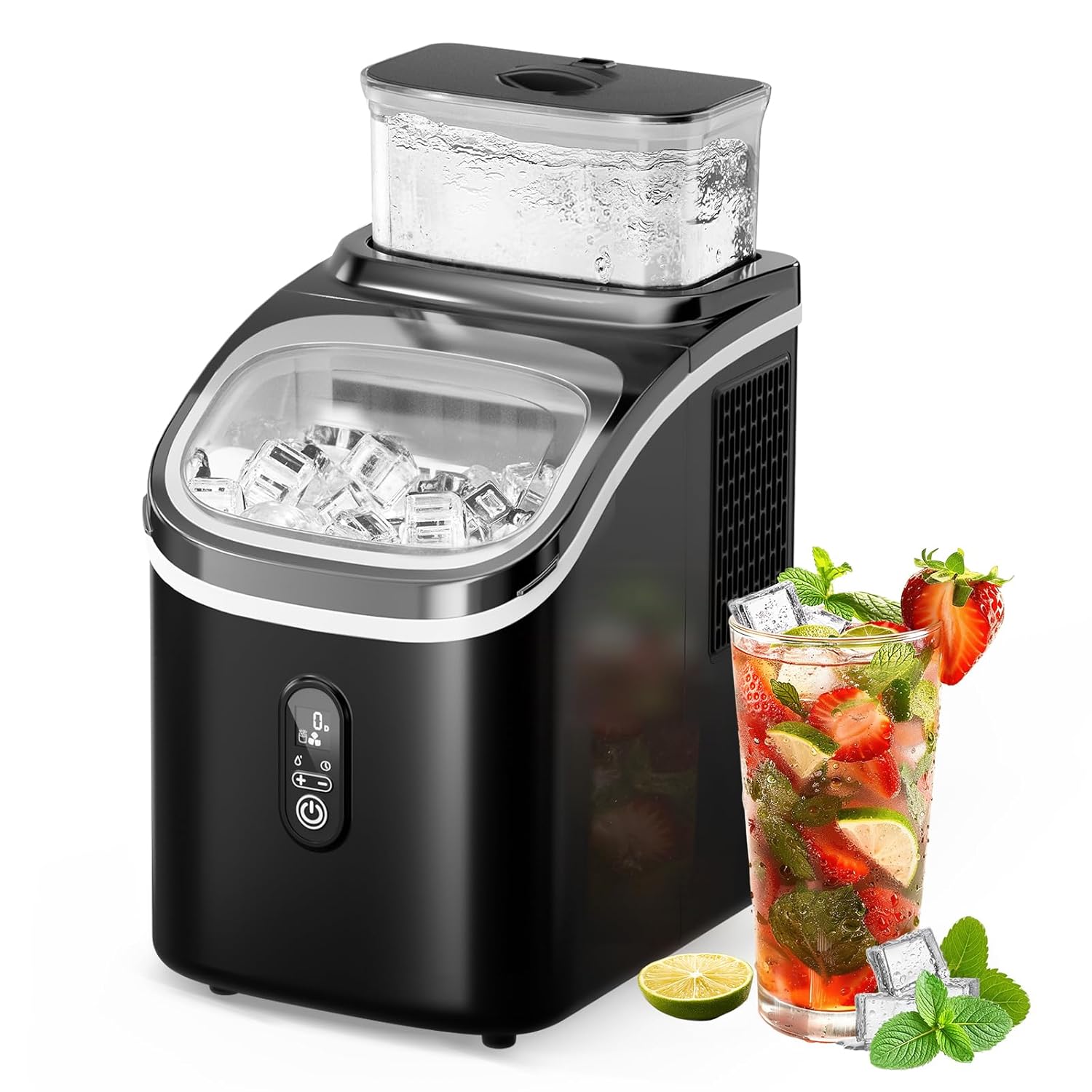 Nugget Ice Maker Countertop with Self-Cleaning Function