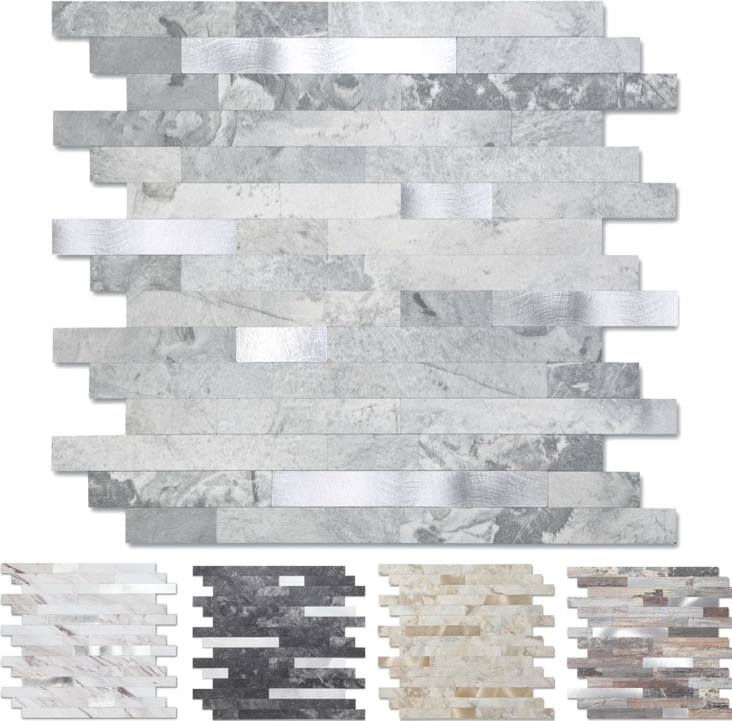 Yipscazo Peel and Stick Stone Metal Tile Backsplash for Home