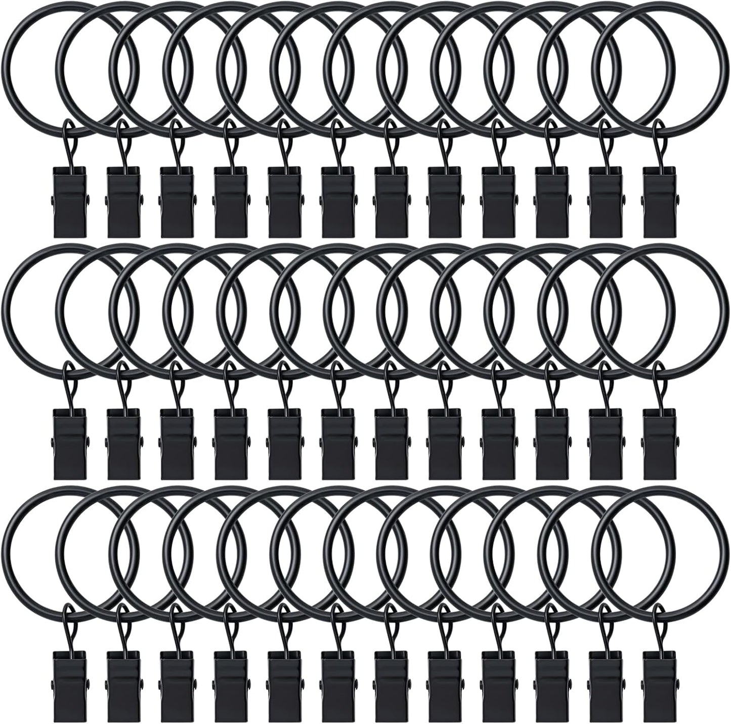 BOOMIBOO 36 Pack Curtain Rings with Clips - Effortlessly Hang Drapes!