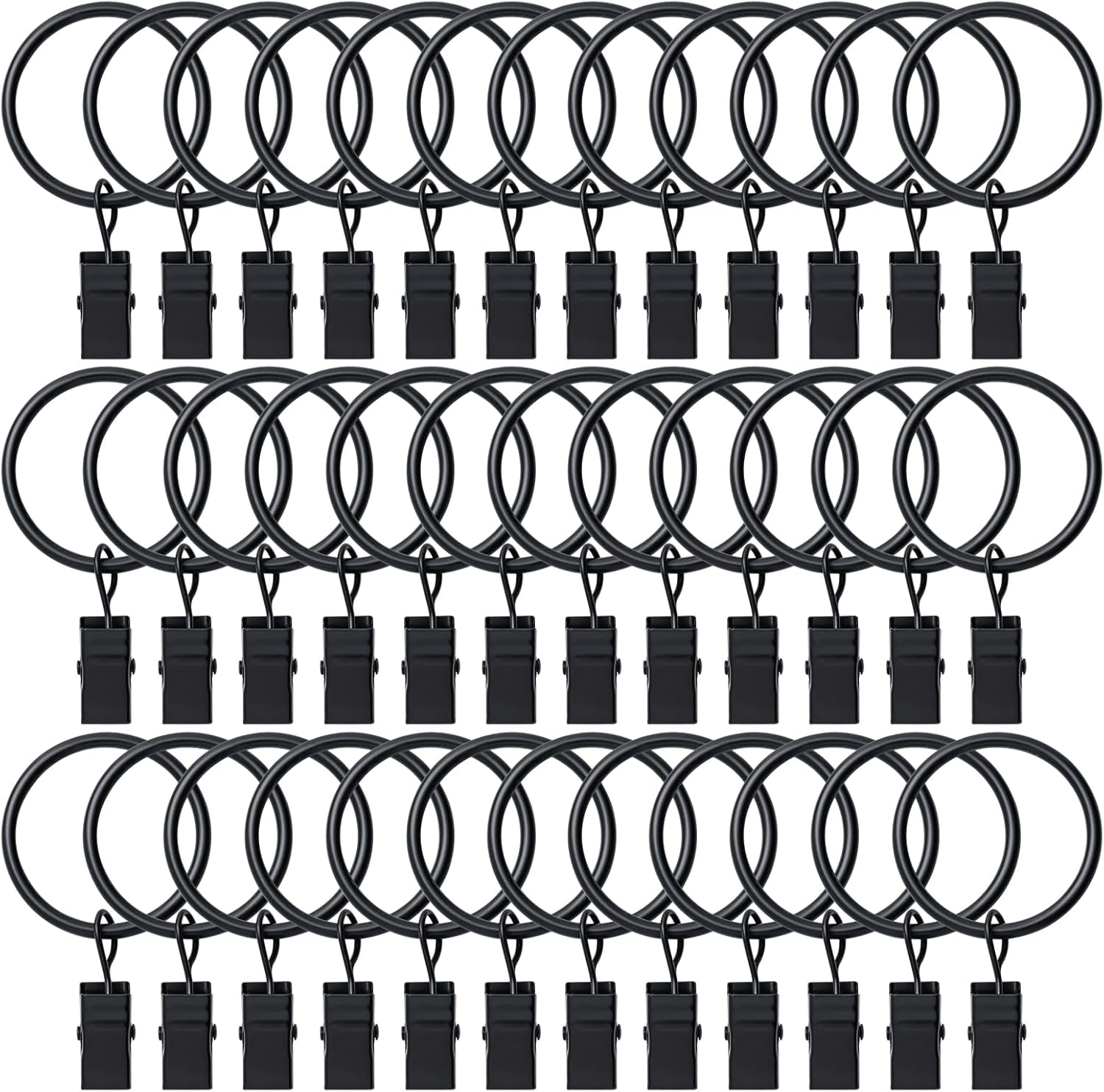 BOOMIBOO 36 Pack Curtain Rings with Clips - Effortlessly Hang Drapes!