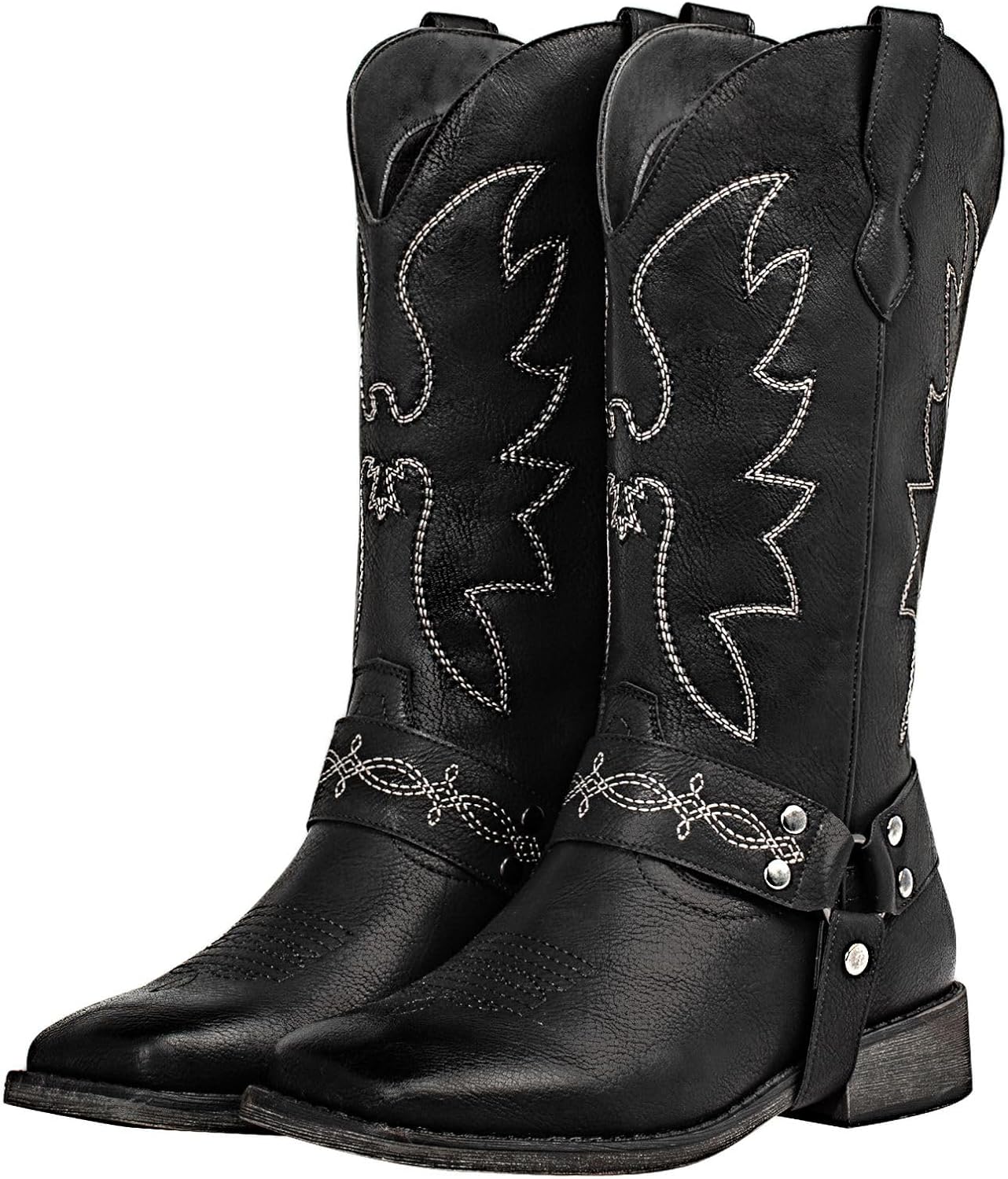 SheSole Women's Buckle Strap Wide Calf Cowboy Boots for Style
