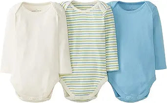 Moon and Back Boys' 3 Pk Long Sleeve Bodysuit for Comfort