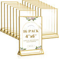 4x6 Acrylic Sign Holder Gold Frame 16 Pack - Elegant Table Numbers