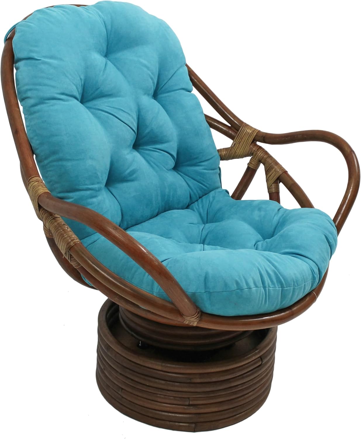 Polyester Microsuede Tufted High Back Chair Cushion in Aqua Blue