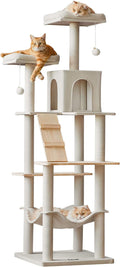 Large Modern Cat Tree 70.1-in Tall Cat Tower - Multi-Cat Condo