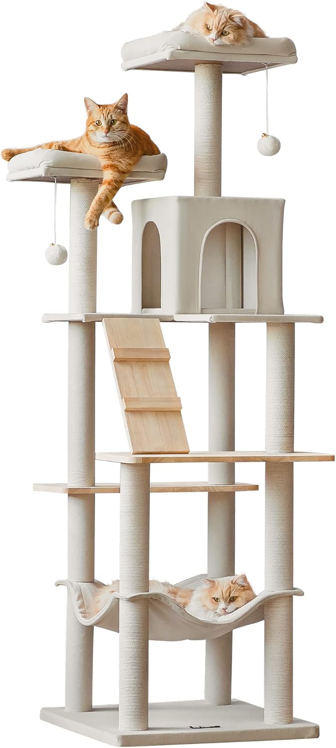 MWPO Large Modern Cat Tree for Indoor Cats with Hammock