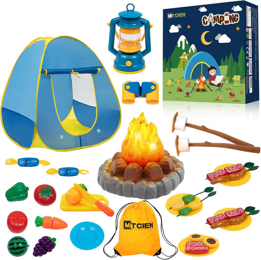 MITCIEN Kids Camping Play Tent Set - Imaginative Pretend Play