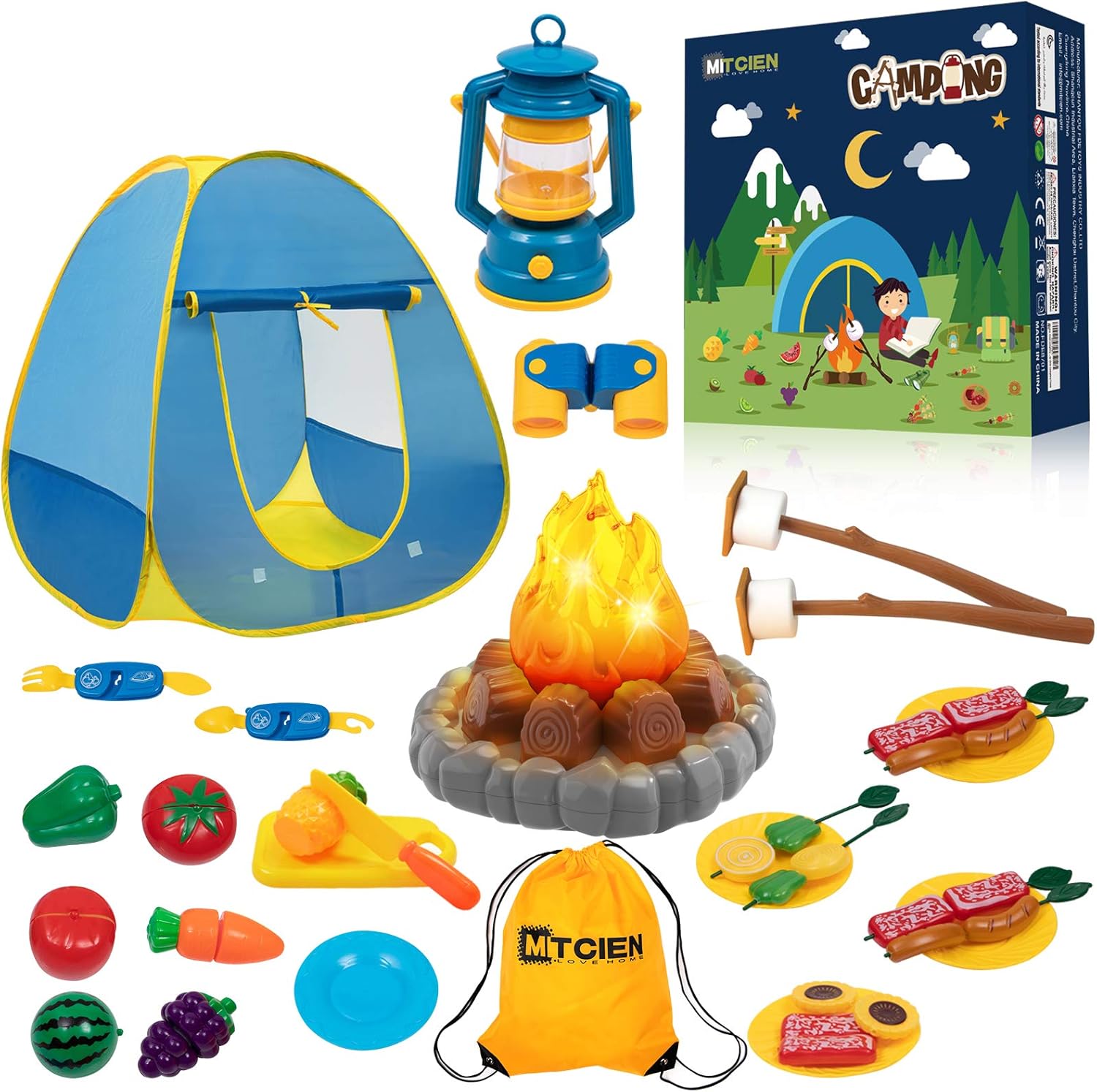 MITCIEN Kids Camping Play Tent Set - Indoor/Outdoor Pretend-Play Fun