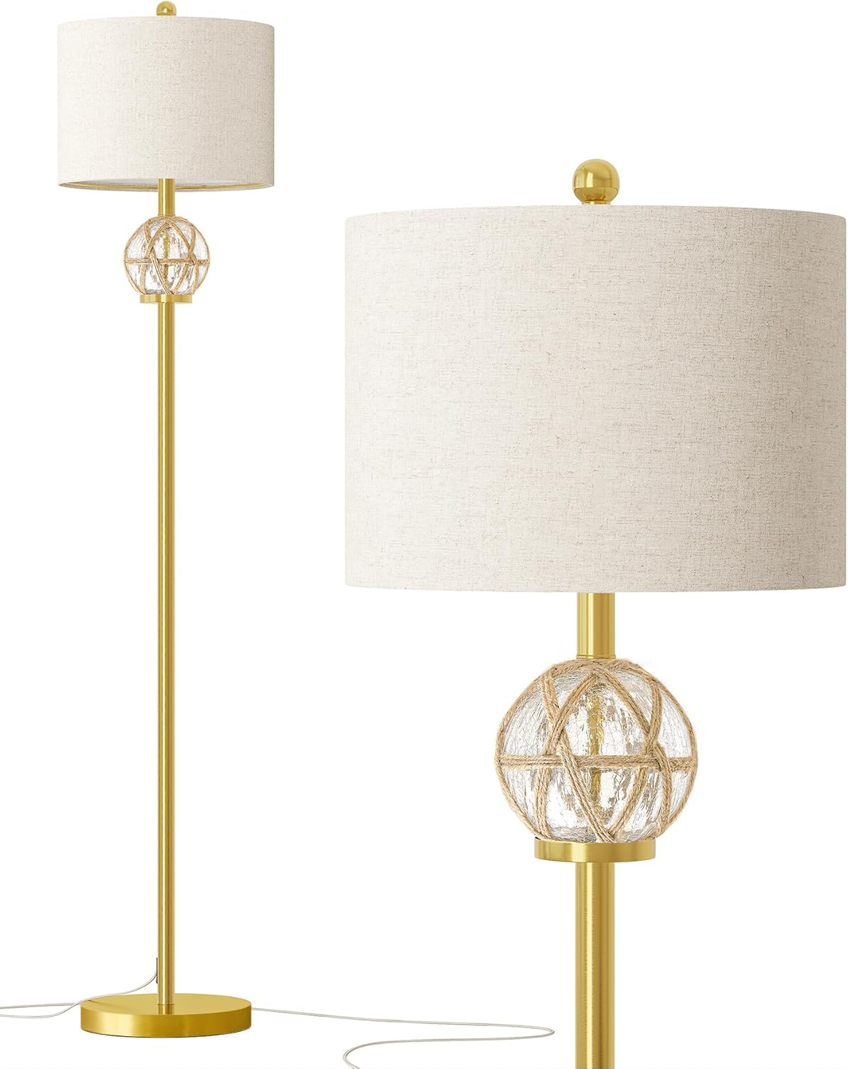 Modern Floor Lamp with Rattan Glass Design for Elegant Spaces