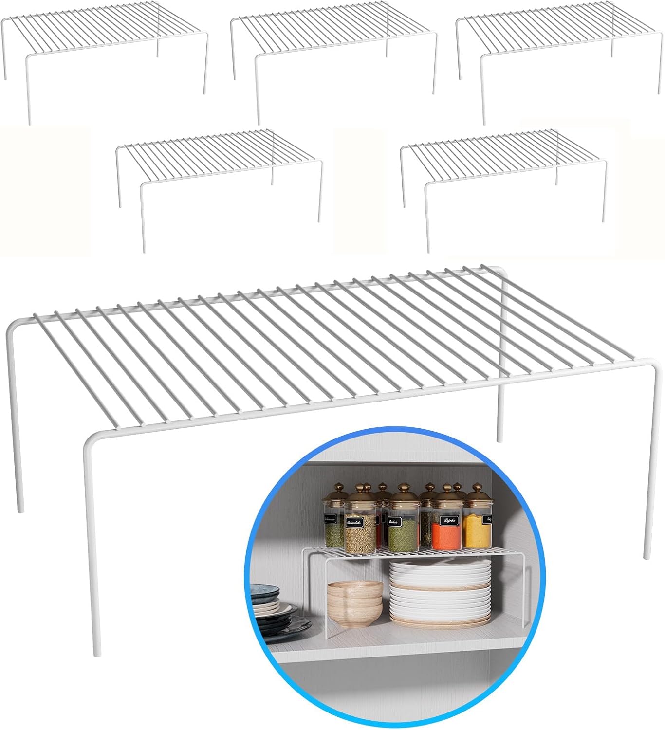 Large White Cabinet Storage Shelf Rack Set of 6 for Organizing