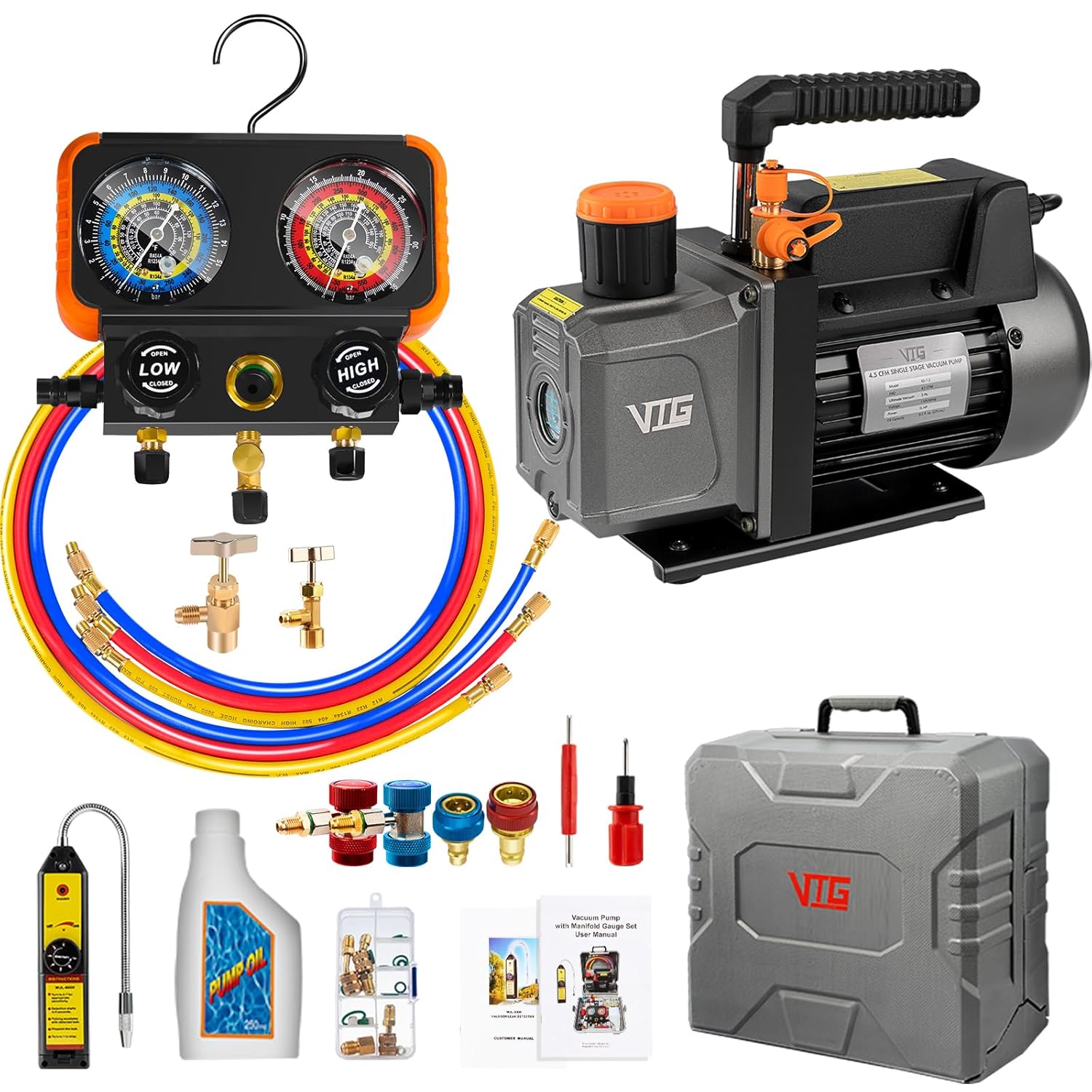 R1234yf AC Vacuum Pump and Gauge Set for Auto HVAC Needs