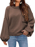 Women's Ribbed Hem Lantern Pullover Sweater - Soft Fall Knit