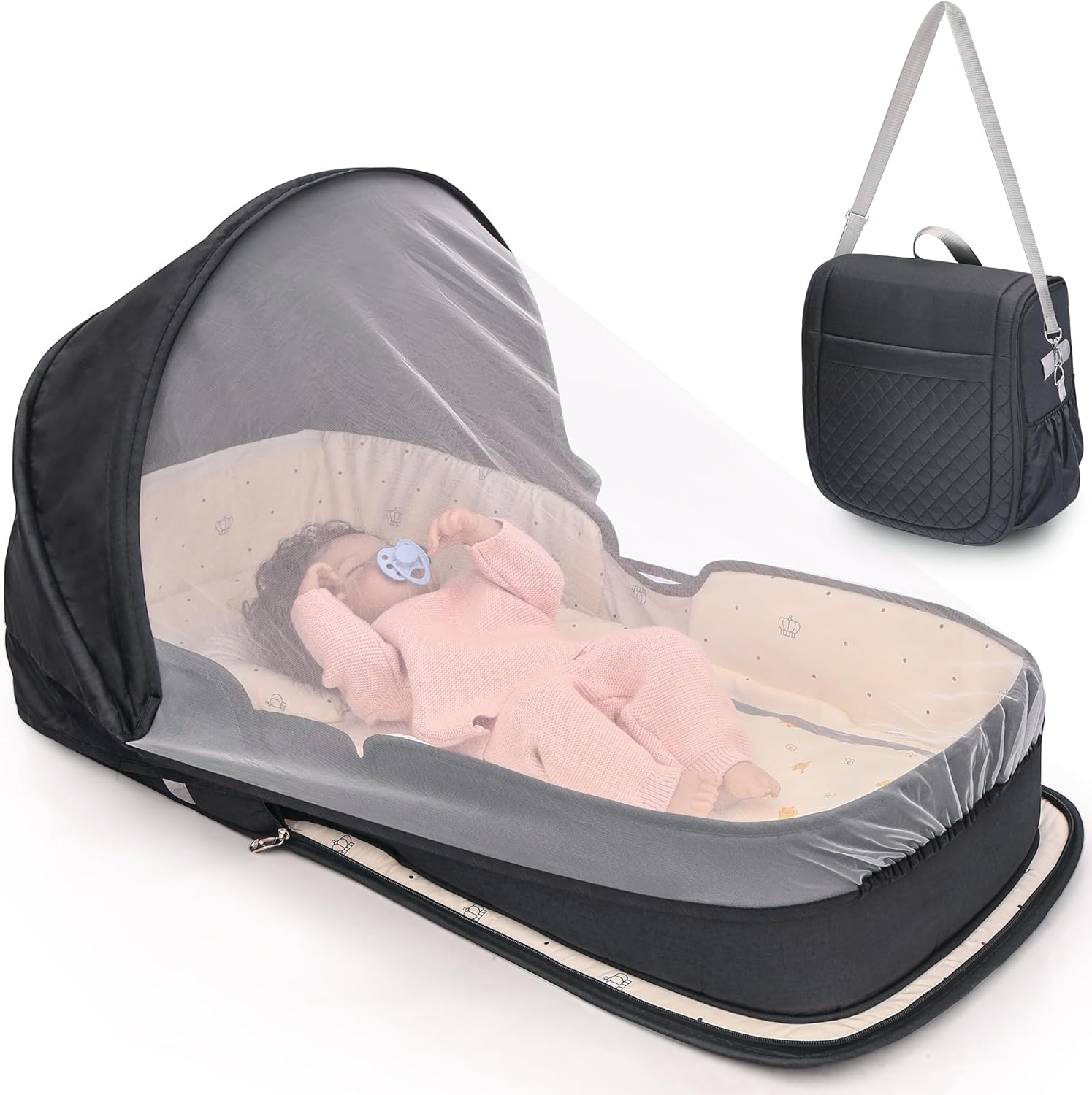 Portable Travel Bassinet for Baby with Mosquito Net & Comfort
